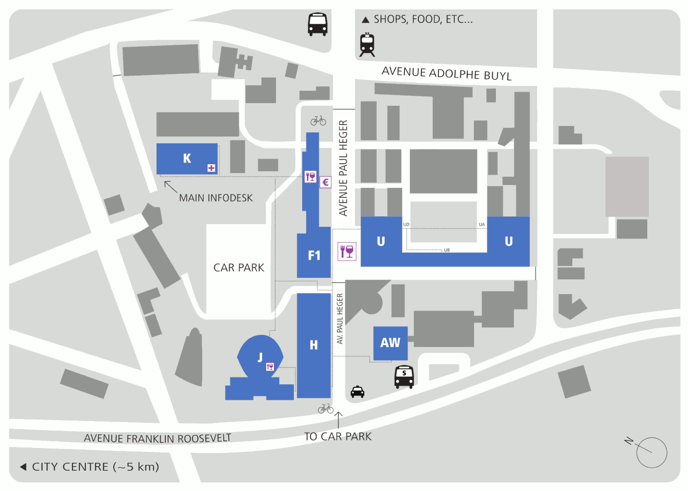 Map of the ULB Solbosch Campus, the location of the FOSDEM 2025 event